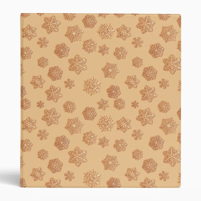 Copper 3-d snowflakes on a copper background 3 ring binder (Front)