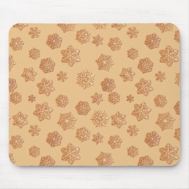 Copper 3-d snowflakes on a copper background mouse pad (Front)