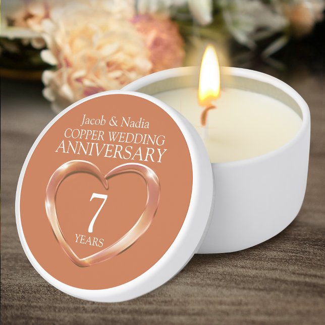 Copper 7th wedding anniversary heart mini candle favors (Creator Uploaded)