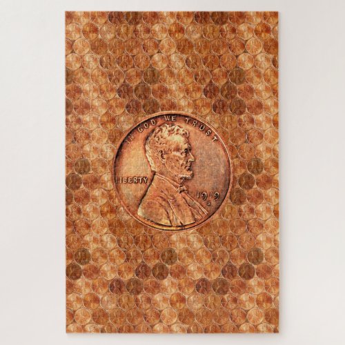 Copper Abraham Lincoln penny one cent copper Jigsaw Puzzle