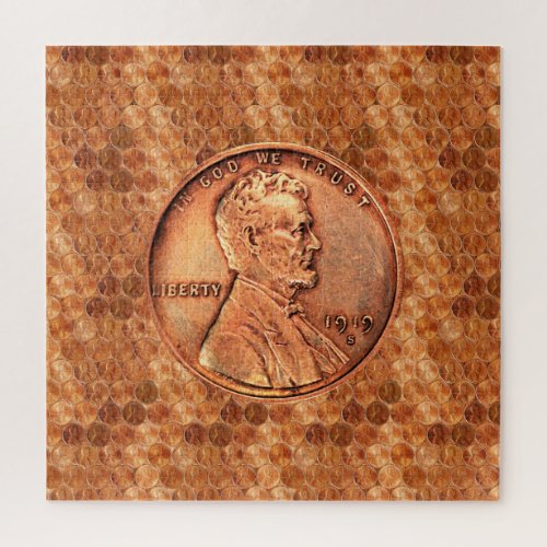 Copper Abraham Lincoln penny one cent copper Jigsaw Puzzle