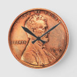 Copper Abraham Lincoln penny, one cent copper Round Clock