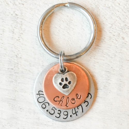 Copper  Aluminum Chloe Pet Tag wPewter Charm