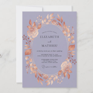 Copper Amethyst Wreath Wedding Invitation
