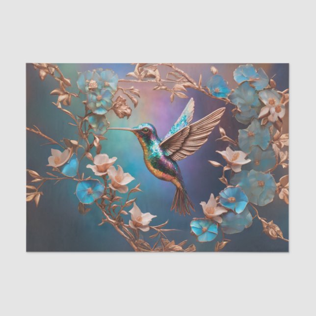 Copper and Abalone Hummingbird l Decoupage Tissue Tissue Paper (Front)