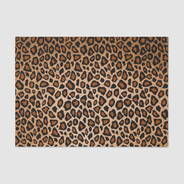 Copper and Black Leopard Animal Print Tissue Paper (Front)
