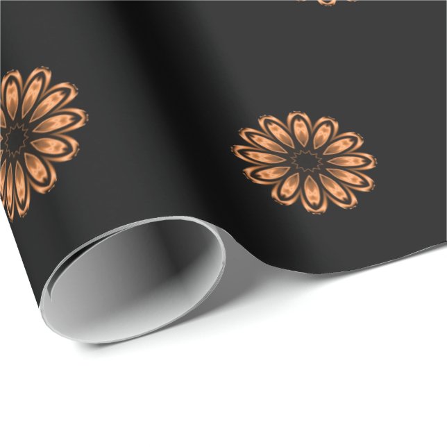 Copper and Black Mandala Pattern 2 Wrapping Paper (Roll Corner)