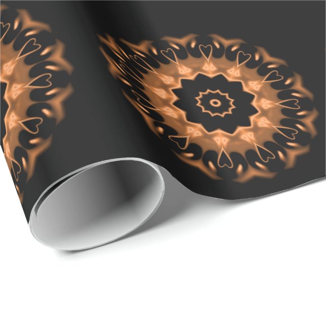 Copper and Black Mandala Pattern 4 Wrapping Paper (Roll Corner)