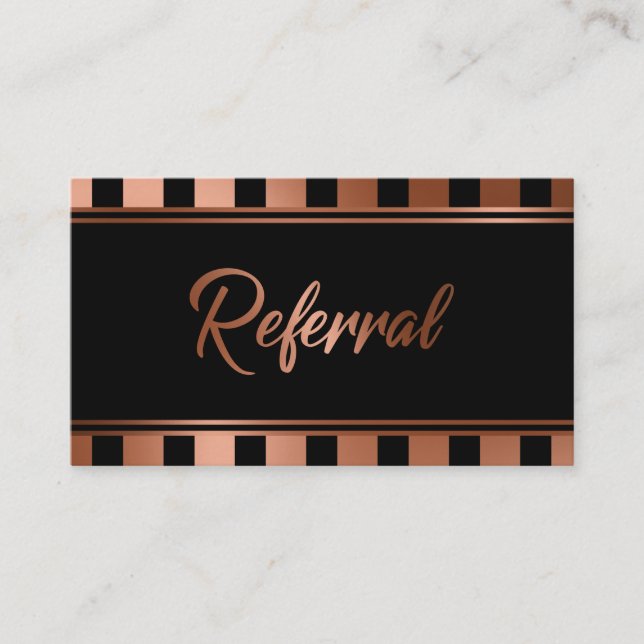 Copper and Black Vertical Stripes Referral Cards (Front)