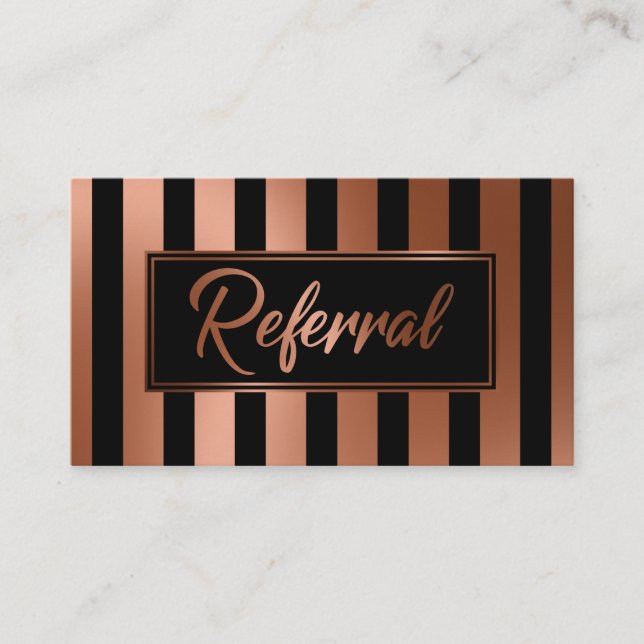Copper and Black Vertical Stripes Referral Cards (Front)