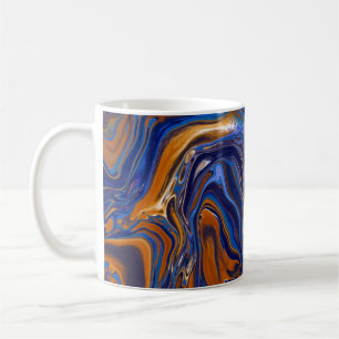 Copper and Blue colored Marble Swirls Coffee Mug