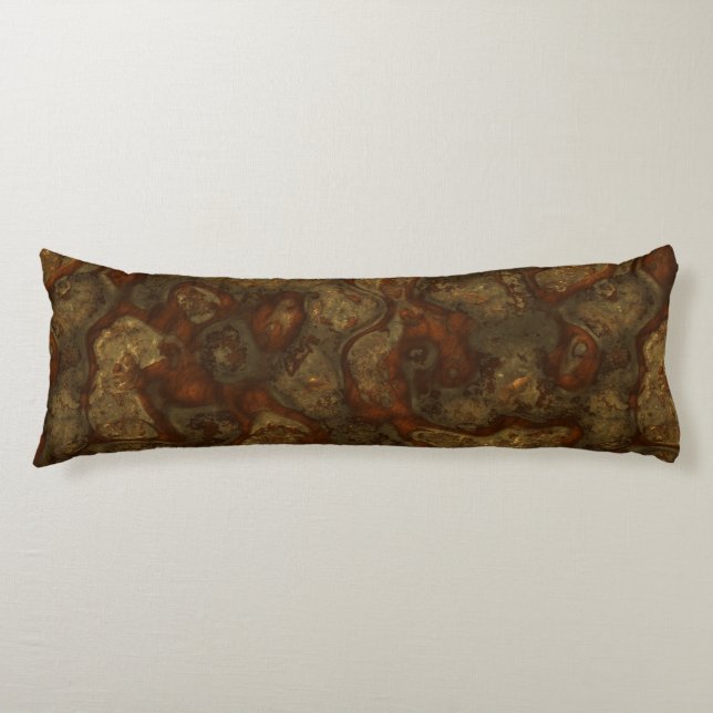 Copper and Bronze Stone Abstract Body Pillow (Front)
