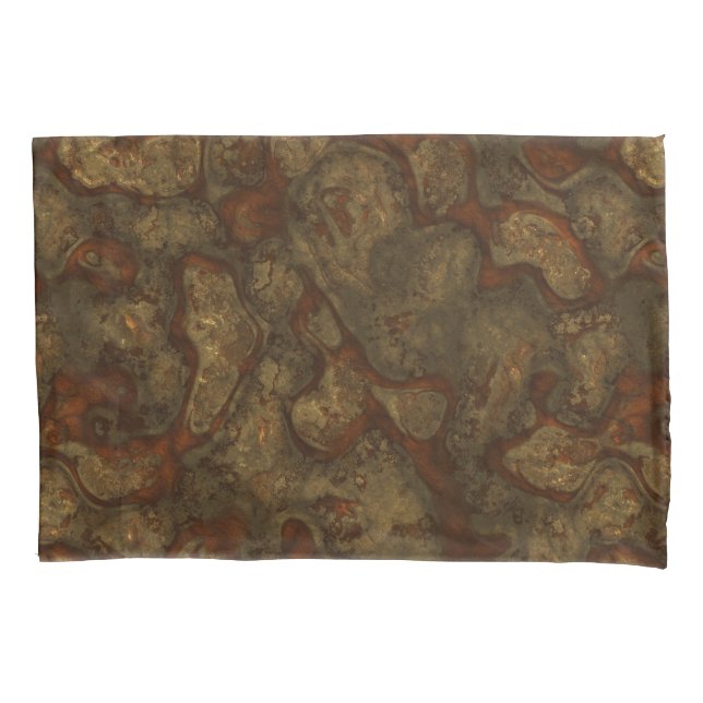 Copper and Bronze Stone Abstract Pillow Case (Front)