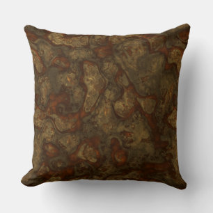 Copper and Bronze Stone Abstract Throw Pillow