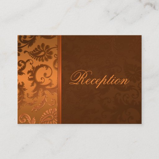 Customizable Copper and Brown Damask II Enclosure Card Business Cards