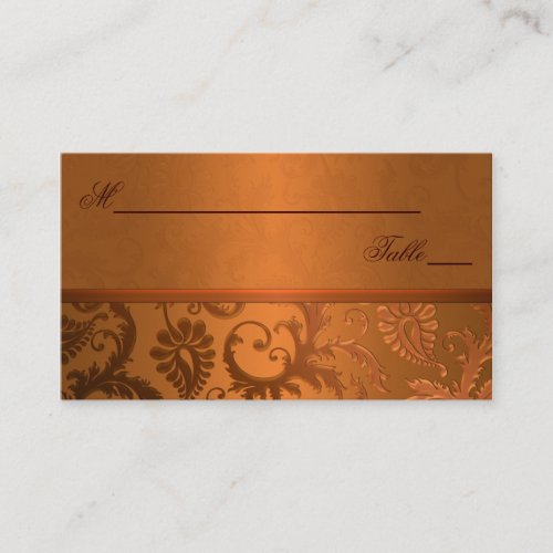 Copper and Brown Damask Place Cards Business Card