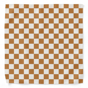 Copper and eggshell checkerboard pattern bandana