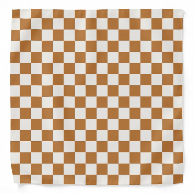 Copper and eggshell checkerboard pattern bandana (Front)