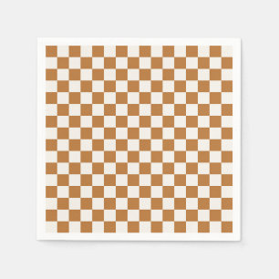 Copper and eggshell checkerboard pattern napkins