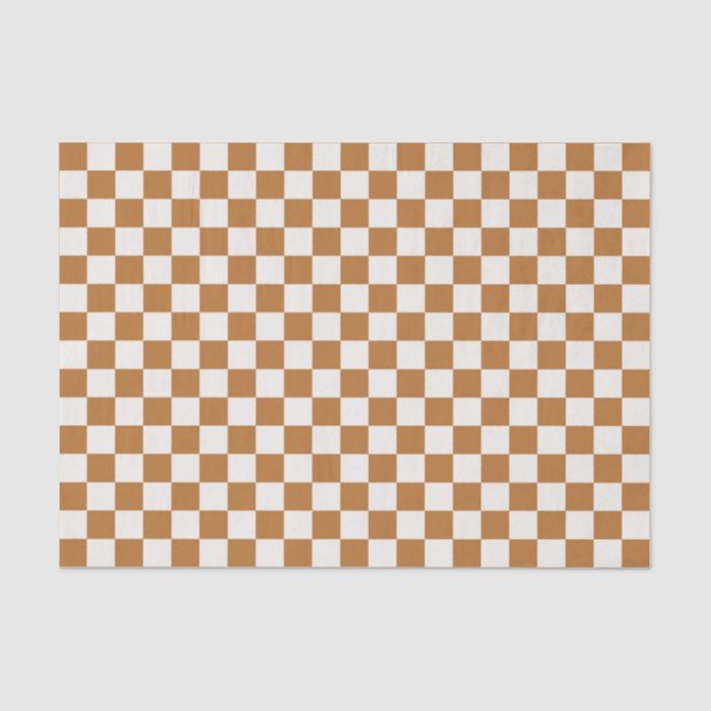 Copper and eggshell checkerboard pattern tissue paper (Front)