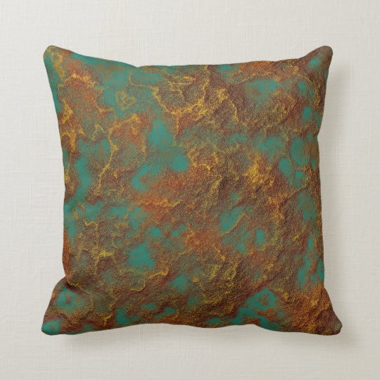 Copper and Gold Patina Turquoise Rock Texture Throw Pillow | Zazzle.com