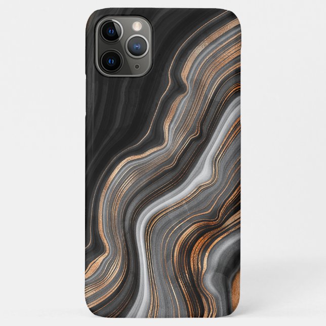 Copper and Gold Veins on Black Marble Texture Case-Mate iPhone Case (Back)
