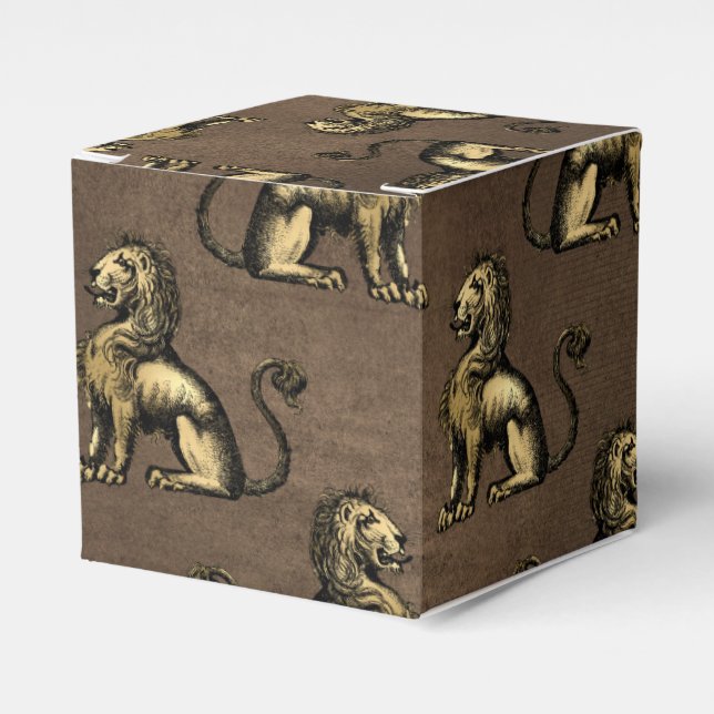 Copper and Gold Vintage Lion Favor Boxes (Front Side)