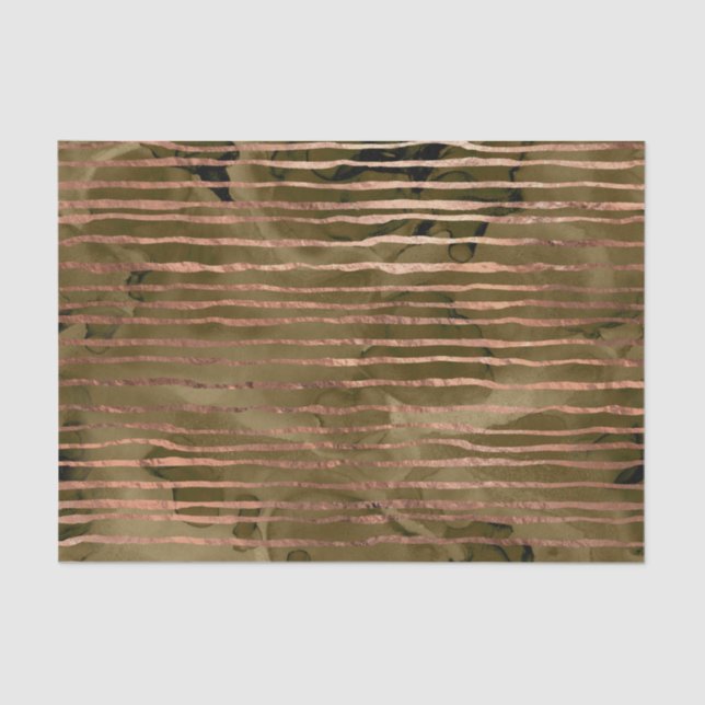 Copper and Gold Watercolor Stripes Pattern Tissue Paper (Front)