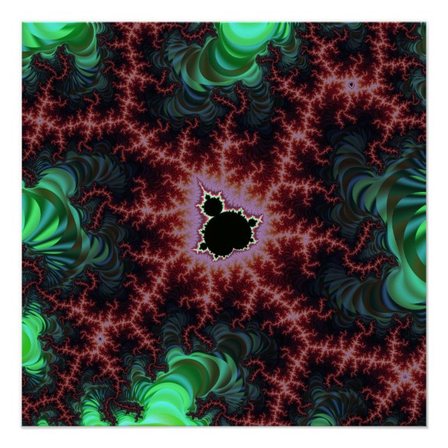 Copper and Green Mandelbrot Set Fractal Zoom Poster (Front)