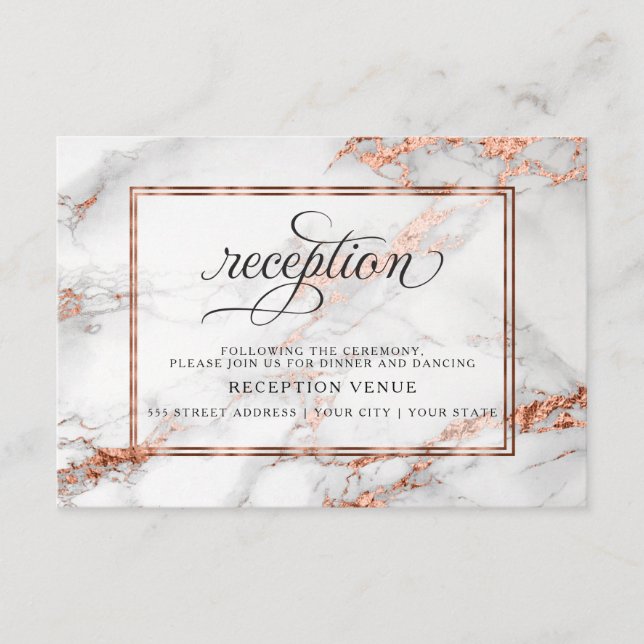 Copper and Marble Wedding Bold Elegance Enclosure Card (Front)