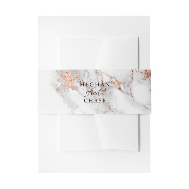 Copper and  Marble Wedding Bold Elegance Invitation Belly Band (Front Example)