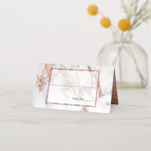 Copper and  Marble Wedding Bold Elegance Place Card (Front)