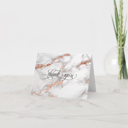 Copper and  Marble Wedding Bold Elegance Thank You Card