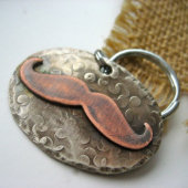 Copper and Nickel Silver Mustache Pet ID Tag (Front)