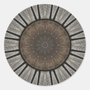 Copper and Pewter Rustic Industrial Round Mandala Classic Round Sticker