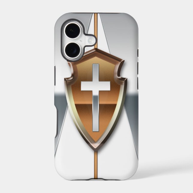 Copper and Silver Cross Shield Iphone Case (Back)