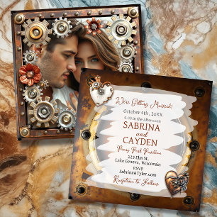 Copper and Silver Steampunk Wedding Invitation