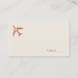Copper and Tan Airplane Travel Theme Flat Place Card