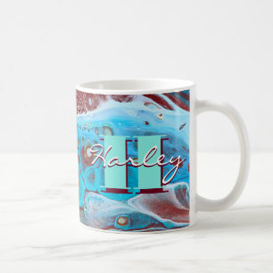 Copper and Teal Acrylic Flow Art Coffee Mug