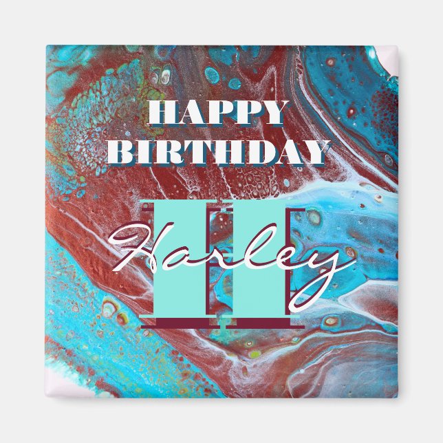 Copper and Teal Acrylic Flow Art Magnet (Front)