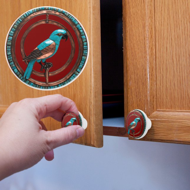 Copper and Turquois Parrot Ceramic Knob (Creator Uploaded)