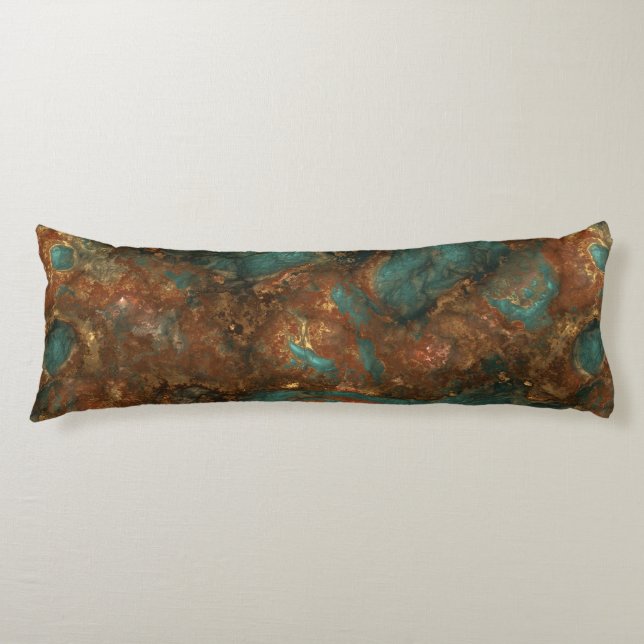 Copper and Turquoise Stone Abstract Body Pillow (Front)