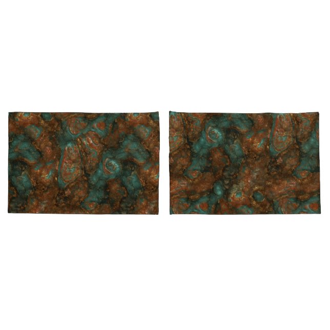 Copper and Turquoise Stone Abstract Pillow Case (Back-Set)