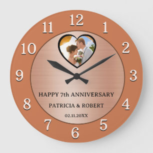 Copper Anniversary 7th Wedding Anniversary Photo Large Clock