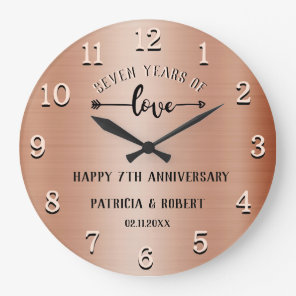 Copper Anniversary Happy 7th Wedding Anniversary Large Clock