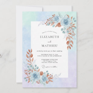 Copper Azure Petal Wedding Invitation