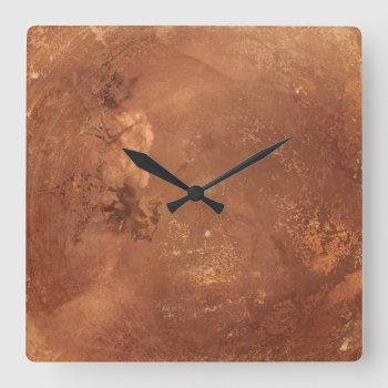 Copper Background Square Wall Clock by alicing at Zazzle