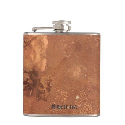 Copper background sweet tea hip flask