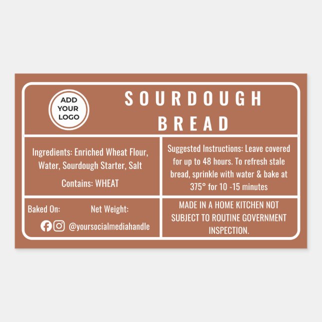 Copper Bakery Cottage Law  Sourdough Bread Label (Front)