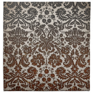 Copper, Black, and Brown Damask Cloth Napkin